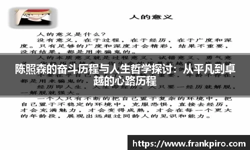 陈照森的奋斗历程与人生哲学探讨：从平凡到卓越的心路历程