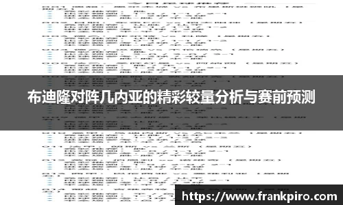 布迪隆对阵几内亚的精彩较量分析与赛前预测